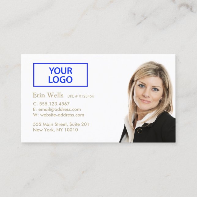 Carte De Visite Professionnel Blanc Ajouter votre logo photo (Devant)
