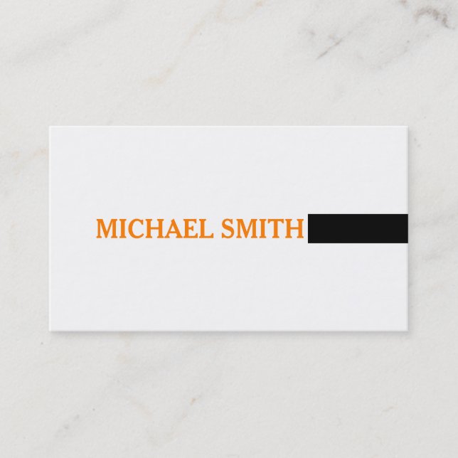 Carte De Visite Professionnel Blanc clair moderne élégant orange (Devant)