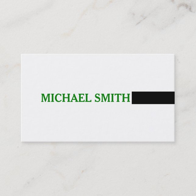 Carte De Visite Professionnel Blanc clair moderne Vert élégant (Devant)
