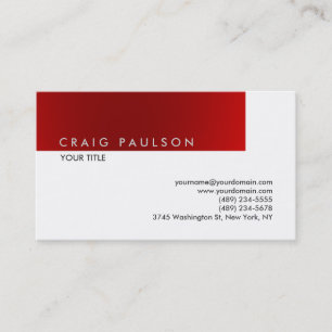 Carte de visite professionnel blanc rouge simple