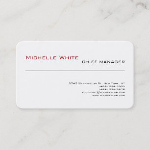 Carte De Visite Professionnel Blanc Simple Plat Moderne Minimalist