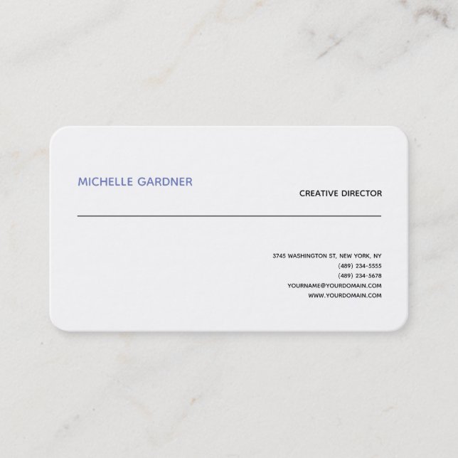 Carte De Visite Professionnel Blanc tendance Plain moderne minimal (Devant)