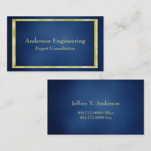 Carte de visite professionnel Blue Gold Frame