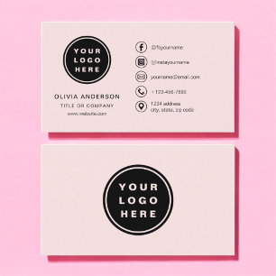 Carte De Visite Professionnel Blush Pink Business Logo Médias soci