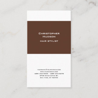 Carte De Visite Professionnel Brown Blanc Simple Coiffure simple S