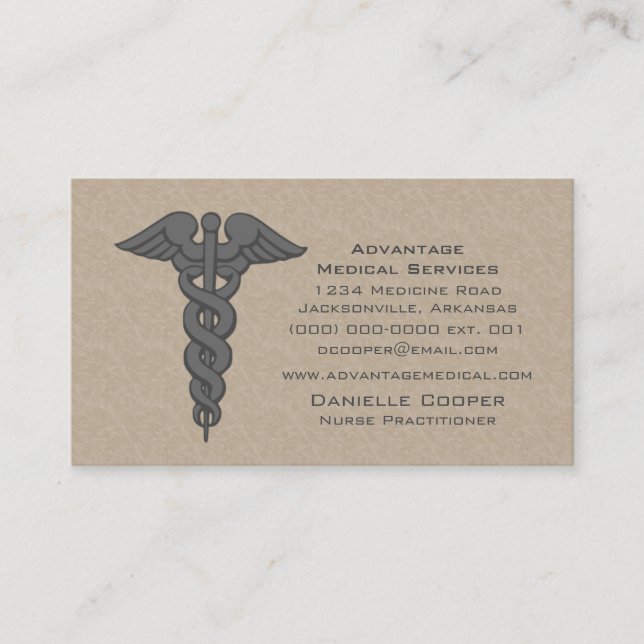 Carte de visite professionnel Caduceus, Gris (Devant)
