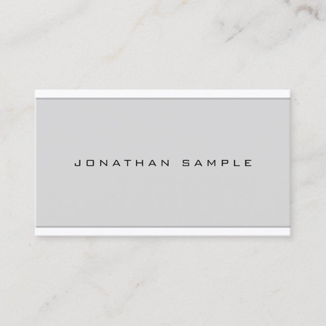 Carte De Visite Professionnel Chic Moderne Minimal Gris Sleek Plai (Devant)