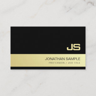 Carte De Visite Professionnel Chic Monogram Black Gold Design Luxe