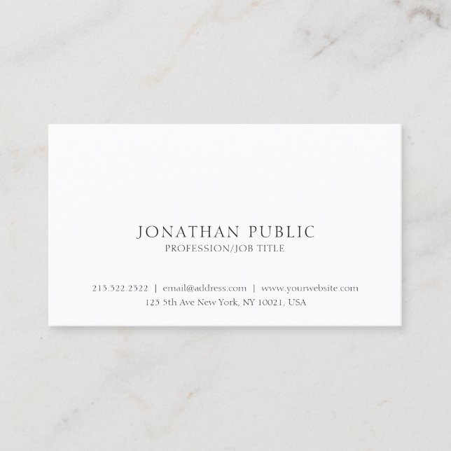 Carte De Visite Professionnel Classique Nettoyant Élégant Blanc (Devant)