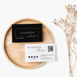 Carte De Visite Professionnel classique QR Code noir blanc moderne