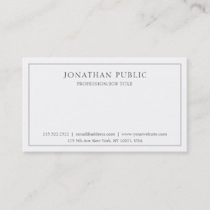 Carte De Visite Professionnel Classique Simple Élégant Blanc Gris