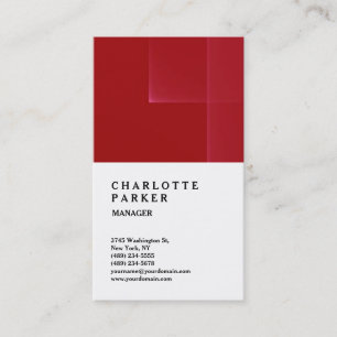 Carte De Visite Professionnel Dark Red White Trendy Manager