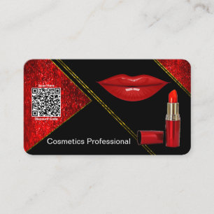 Carte De Visite Professionnel de la cosmétique Noir-rouge CART