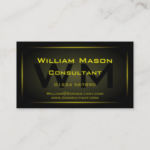 Carte De Visite Professionnel de monogramme encadré par noir -