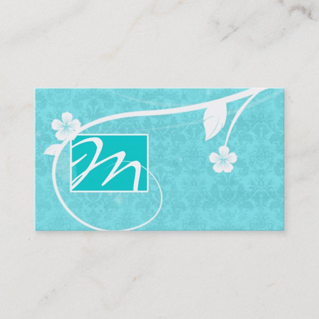 Carte de visite professionnel de monogramme floral (Devant)