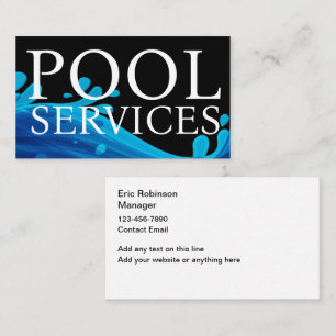 Carte De Visite Professionnel de service de piscine bleu cool