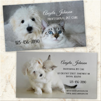 Carte de visite professionnel de soins pour animau