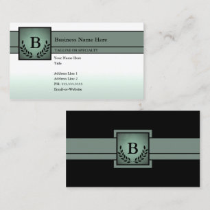 Carte De Visite professionnel décoré d'un monogramme (vert olive