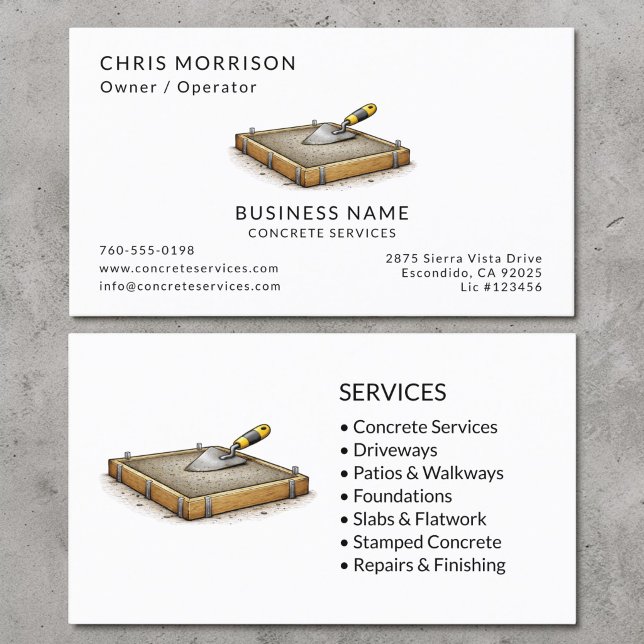 Carte De Visite Professionnel des services de béton (Créateur téléchargé)