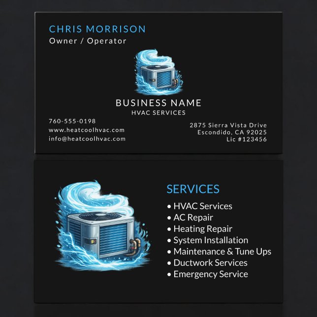 Carte De Visite Professionnel des services de CVC noir (Créateur téléchargé)