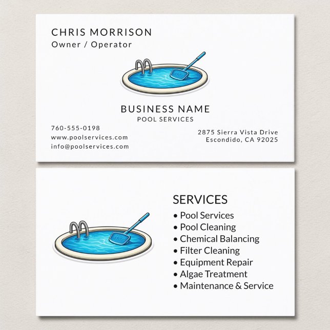 Carte De Visite Professionnel des services de piscine (Créateur téléchargé)