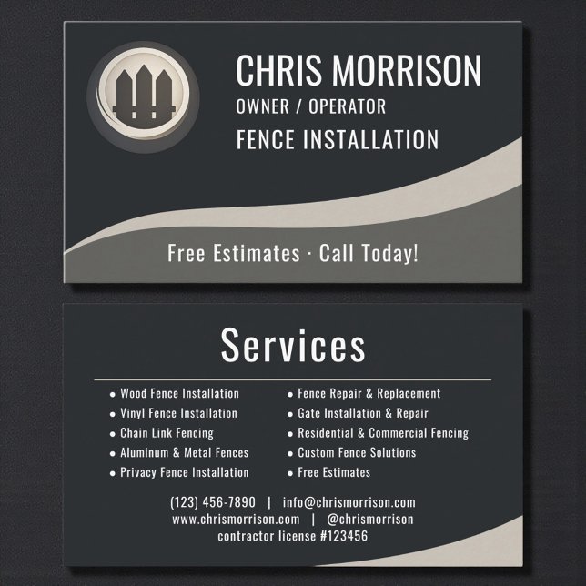 Carte De Visite Professionnel d'installation de clôture (Créateur téléchargé)