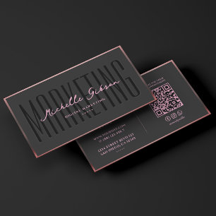 Carte De Visite Professionnel du marketing noir rose esthétique de