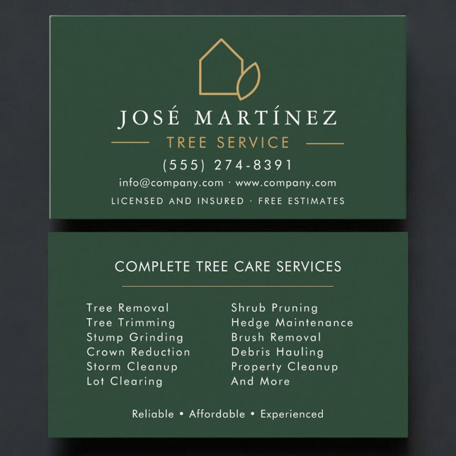 Carte De Visite Professionnel du service de soins aux arbres (Créateur téléchargé)
