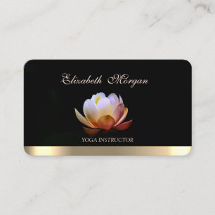 Carte De Visite Professionnel Élégant Chic Lotus, Yoga Noir
