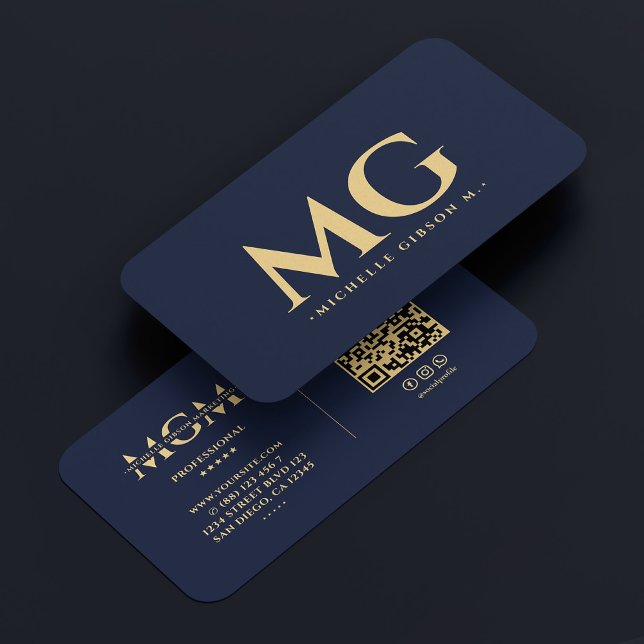 Carte De Visite Professionnel Elegant Dark Navy moderne (Professional Elegant Dark Navy Modern Business Card
)