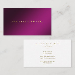 Carte De Visite Professionnel Elegant Gold Texte Modèle violet