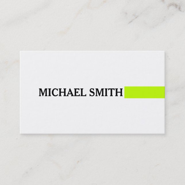 Carte De Visite Professionnel Élégant Lime Moderne Blanc clair (Devant)