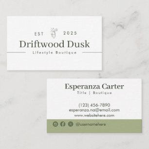 Carte De Visite Professionnel Élégant Marbre blanc Vert Simple