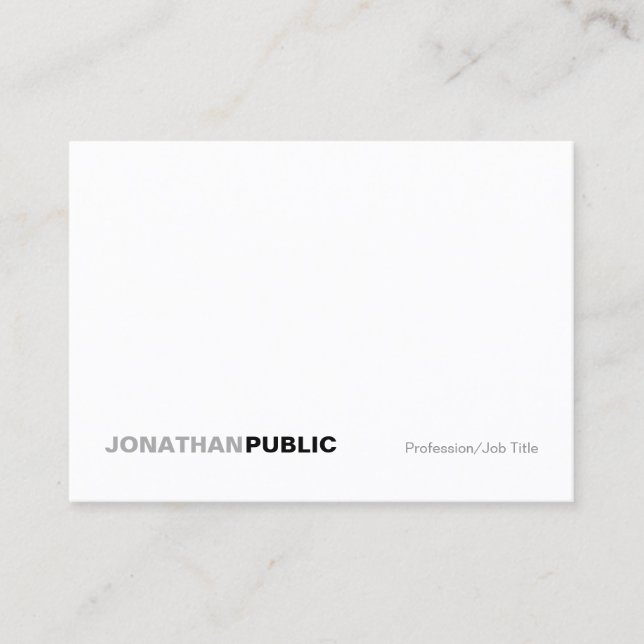 Carte De Visite Professionnel Élégant Moderne Blanc Simple Uni (Devant)