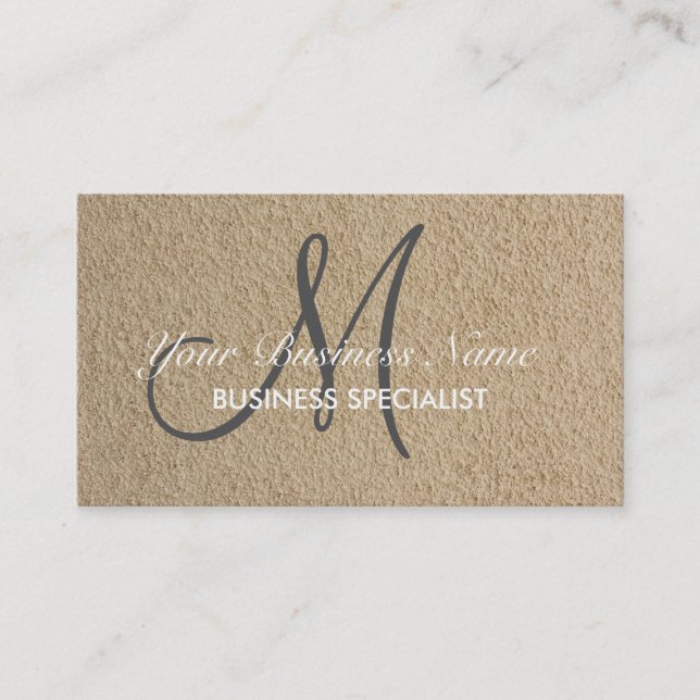 Carte De Visite Professionnel Élégant Moderne Monogramme Sable Bei (Devant)