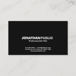 Carte De Visite Professionnel Élégant Noir Simple Noir