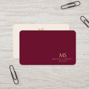 Carte De Visite Professionnel Élégant Or Texte Monogramme Luxe Soi