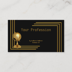 Carte De Visite Professionnel élégant Profession Boule Noir Or