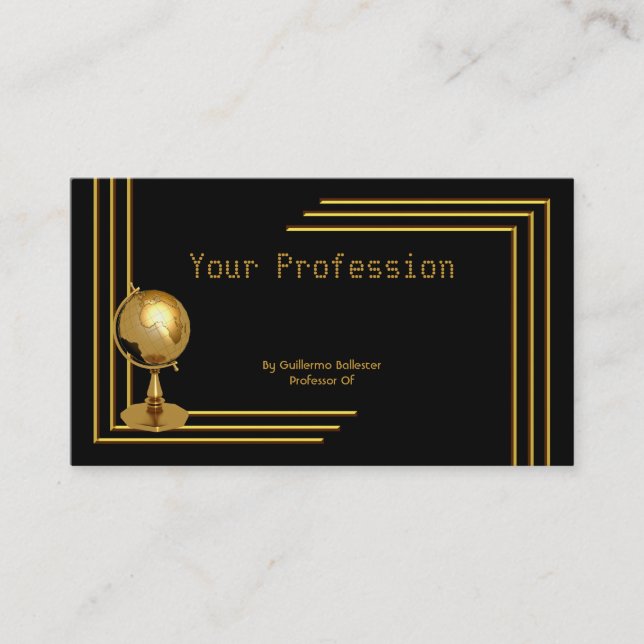 Carte De Visite Professionnel élégant Profession Boule Noir Or (Devant)