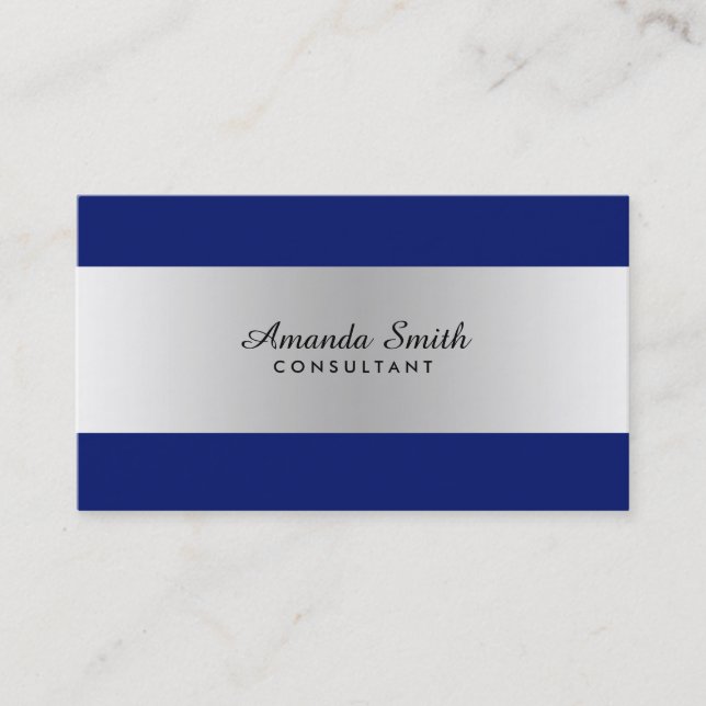 Carte De Visite Professionnel élégant simple de bleu marine (Devant)