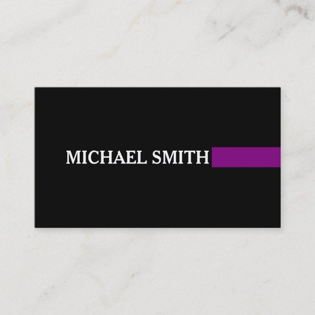 Carte De Visite Professionnel Élégant violet moderne Noir clair (Devant)