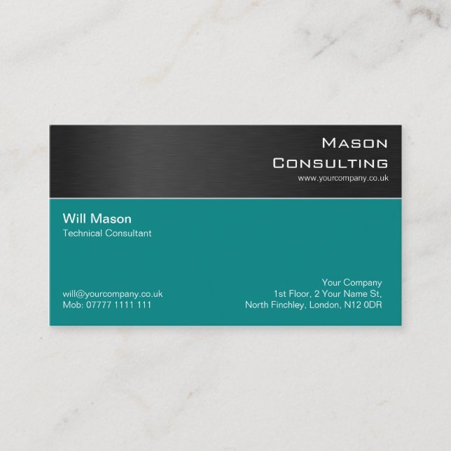 Carte de visite professionnel en acier Turquoise n (Devant)