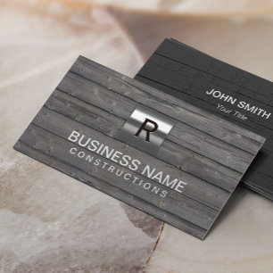 Carte De Visite Professionnel en bois de monogramme en métal de