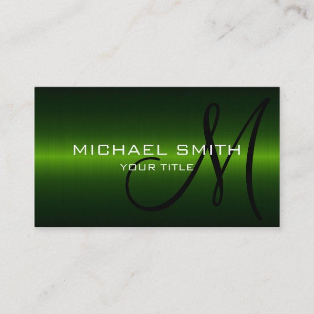 Carte De Visite Professionnel en métal inoxydable vert (Devant)
