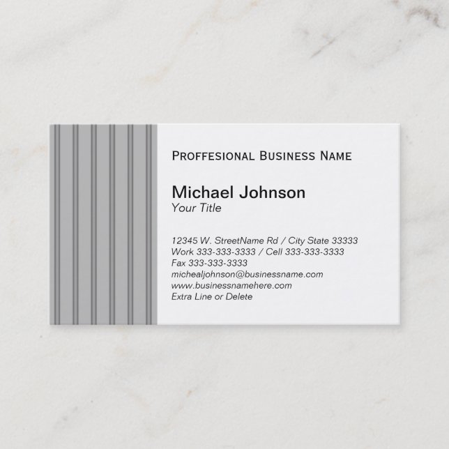 Carte De Visite Professionnel fait sur commande de filet noir gris (Devant)
