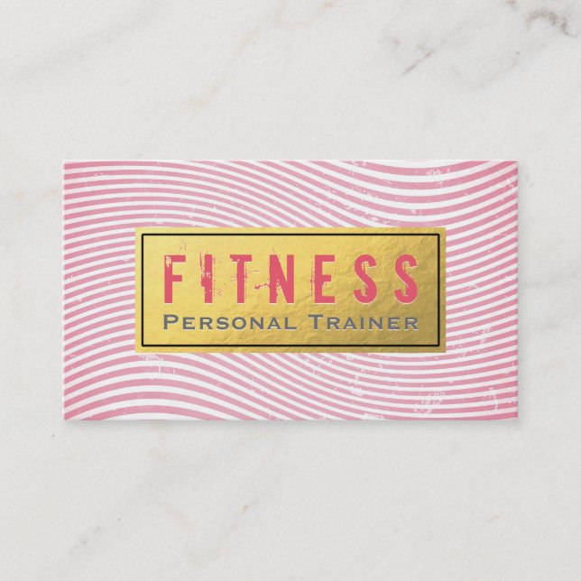 Carte De Visite Professionnel Fitness Personal Trainer Pink & Gold (Devant)