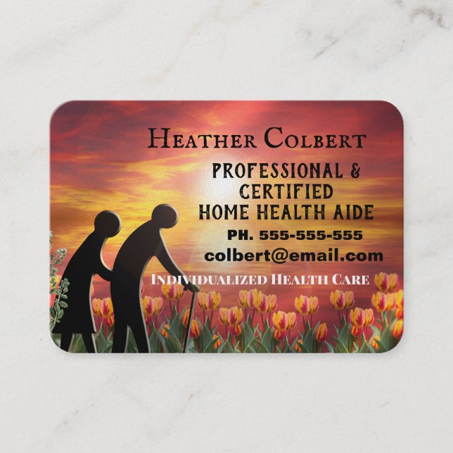 Carte De Visite Professionnel Floral Sunset (Devant)