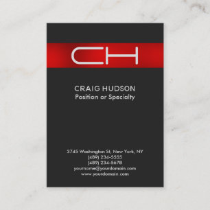 Carte de visite professionnel Gray Red Monogram