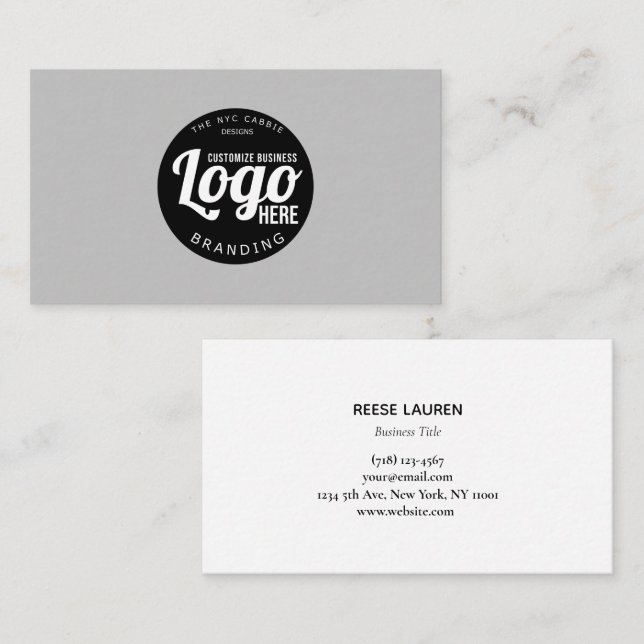 Carte de visite professionnel gris simple avec log (Devant / Derrière)