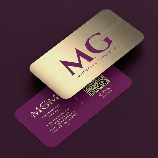 Carte De Visite Professionnel Luxe Purple Gold Marketing Moderne (Professional Luxury Purple Gold Marketing Modern Business Card
)